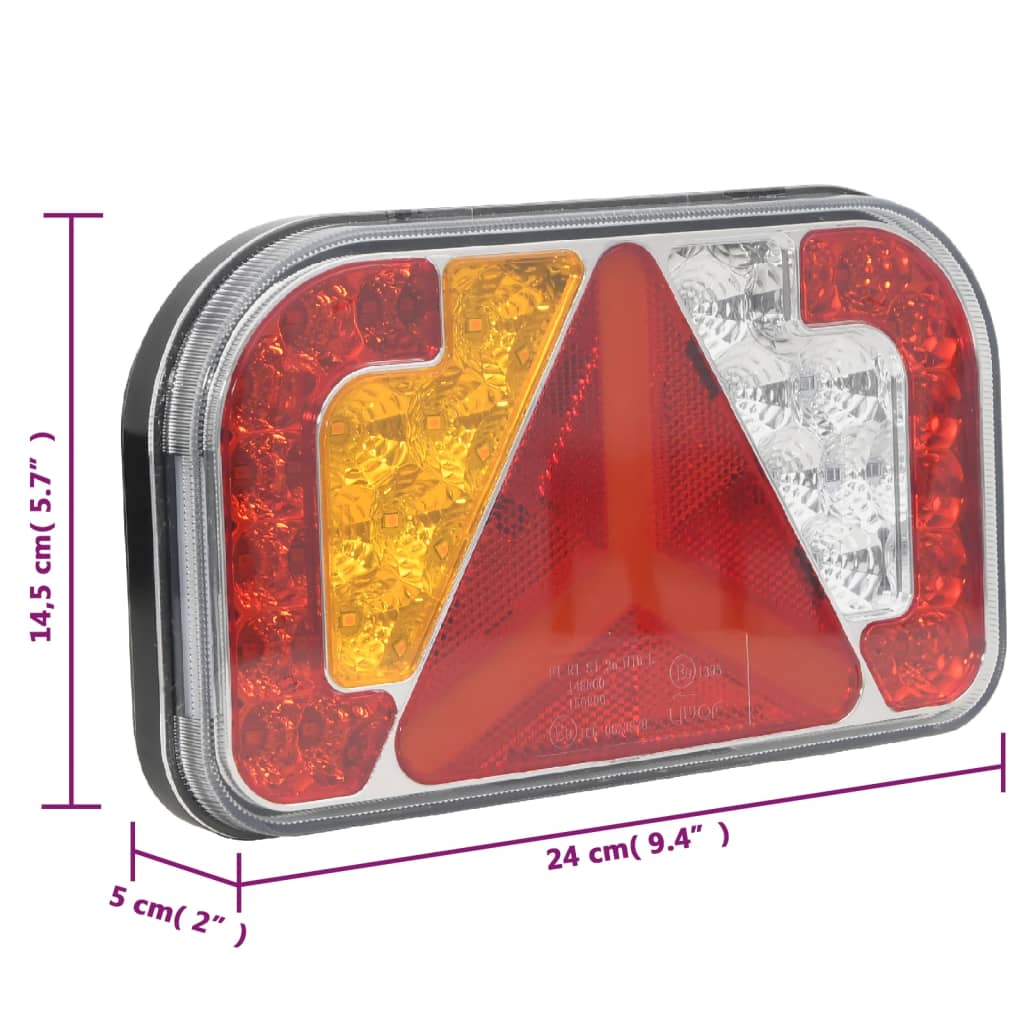 Tilhengerlys 2 stk rød 24x5x14,5 cm 12V LED - FosenService.no