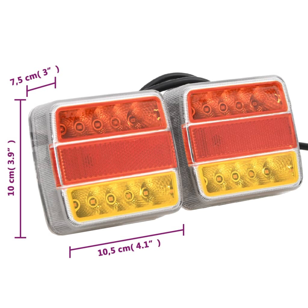 Tilhengerlys 2 stk rød 10,5x7,5x10 cm 12V LED - FosenService.no