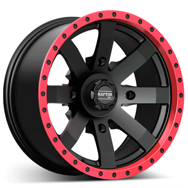 URA-RAPTOR Red Lip Matt Black 4x136 8x14 